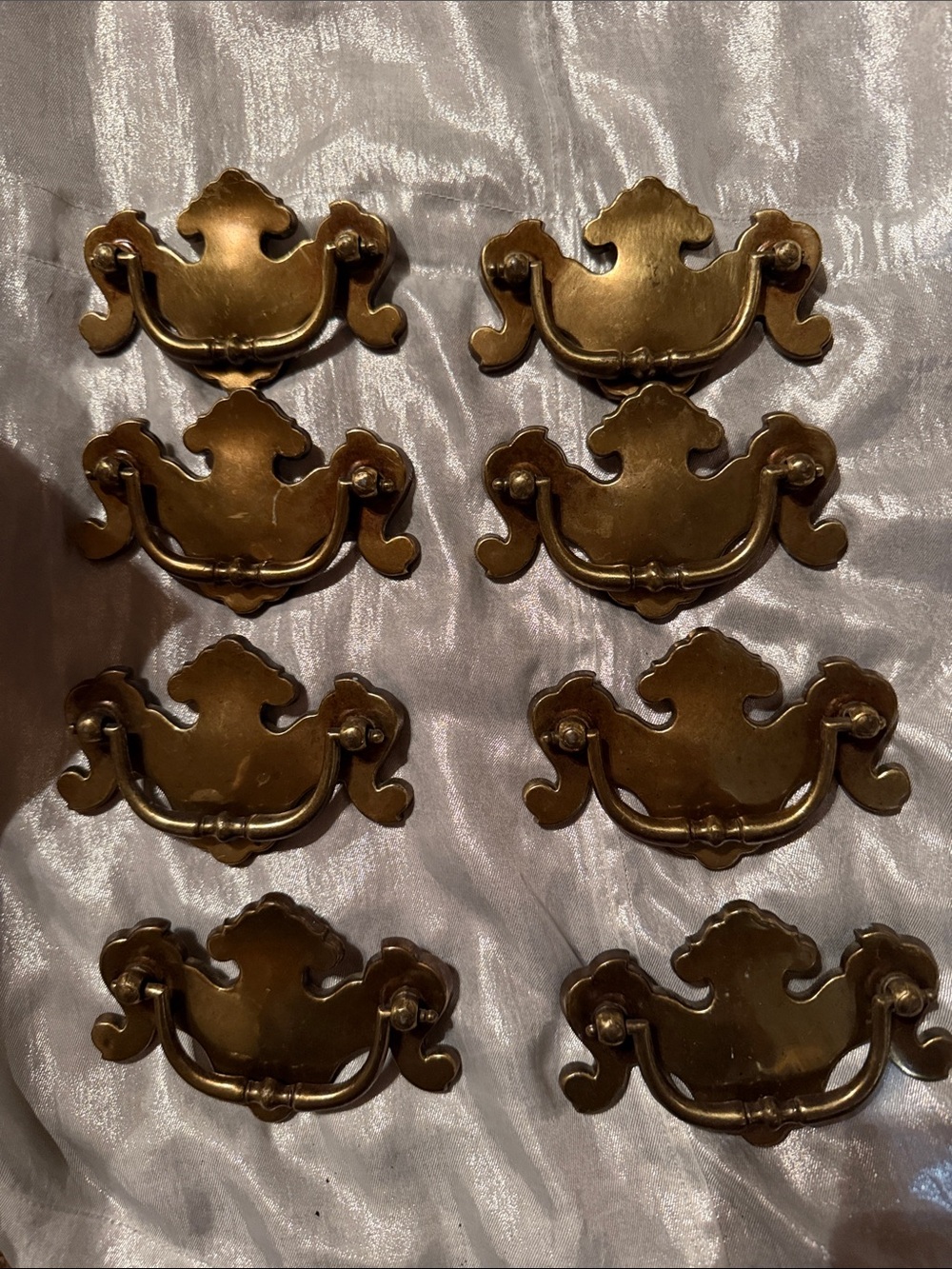Vintage-Style Brass Finish Drop Bail Drawer Pulls - Set of 8